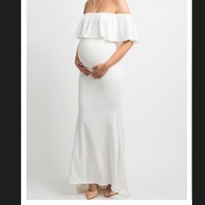 BRAND NEW White Maternity Off Shoulder Gown